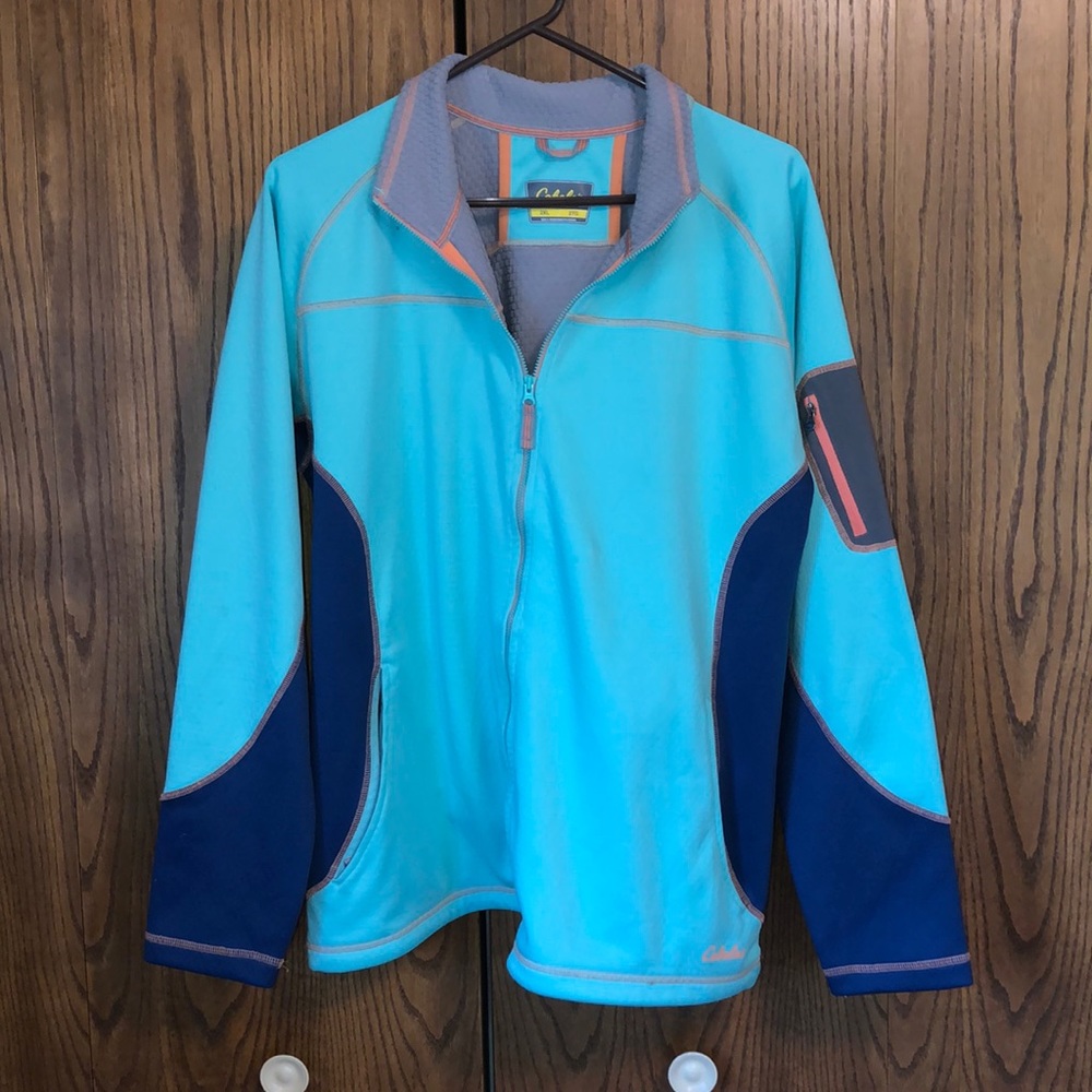 Cabelas teel and navy jacket